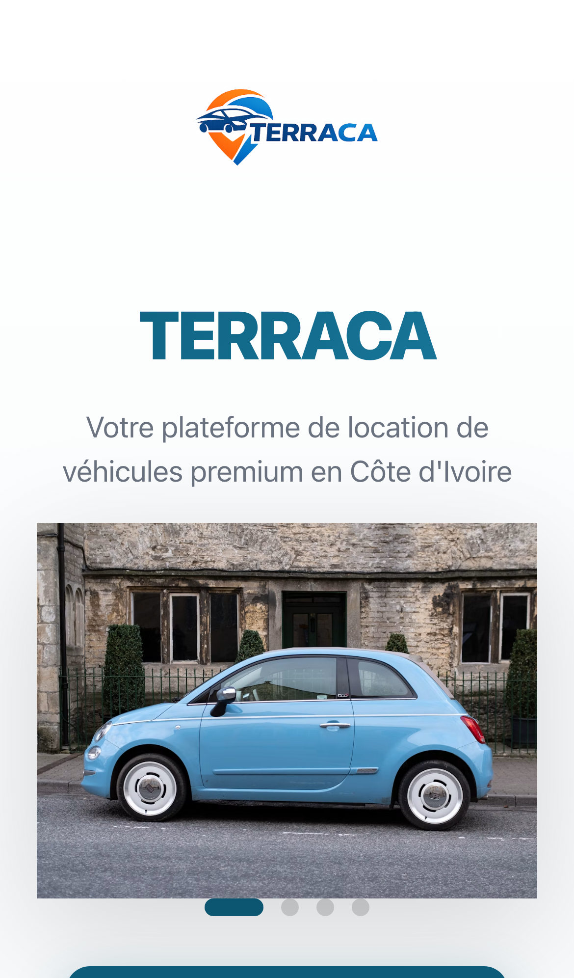 Écran d'onboarding TERRACA