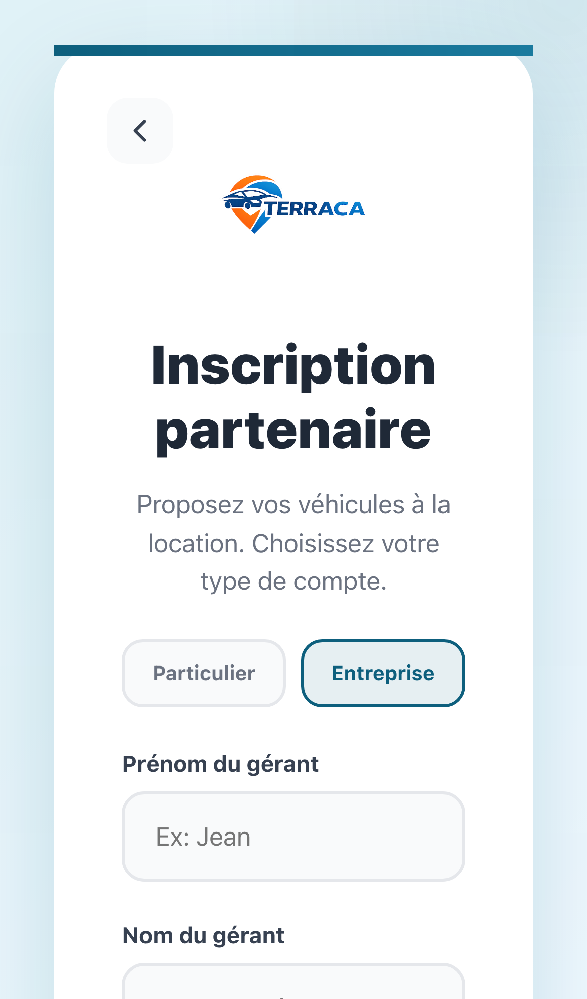 Inscription partenaire