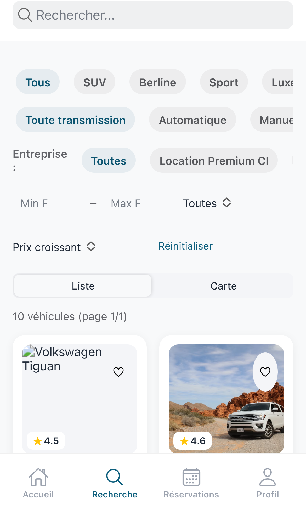 Recherche TERRACA mobile