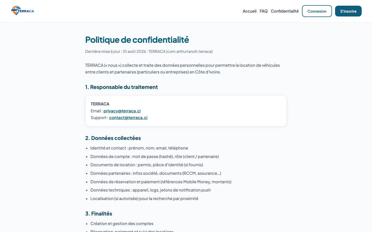 Confidentialité